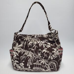 Vera Bradley Imperial Toile Tote Purse Shoulder Bag Brown White Reversible